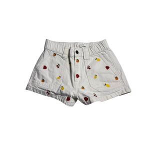 PACSUN White Denim Shorts Women's XS Fruit Embroidered